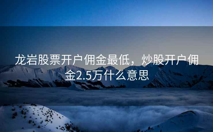 龙岩股票开户佣金最低，炒股开户佣金2.5万什么意思