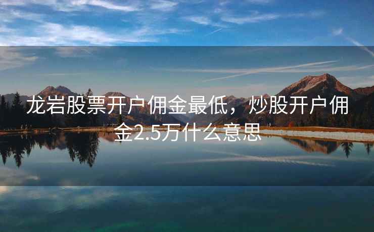 龙岩股票开户佣金最低，炒股开户佣金2.5万什么意思