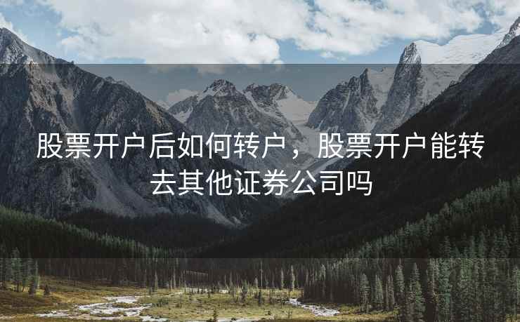 股票开户后如何转户，股票开户能转去其他证券公司吗