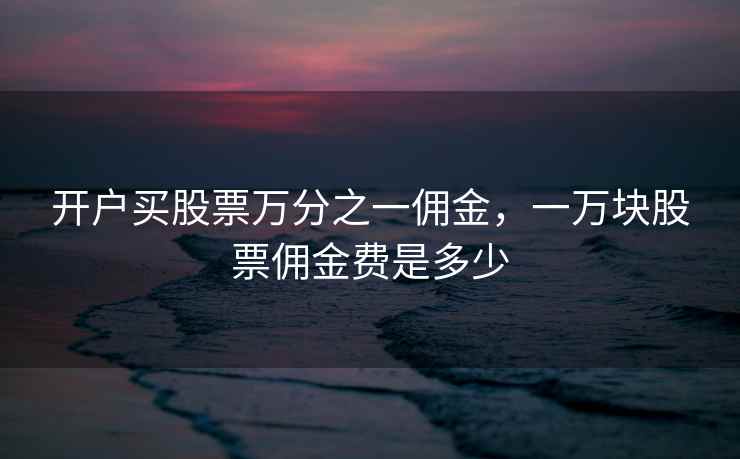 开户买股票万分之一佣金，一万块股票佣金费是多少
