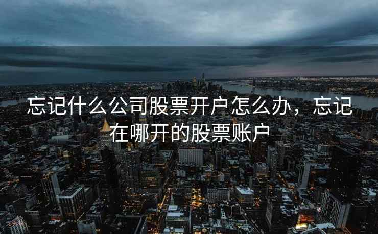 忘记什么公司股票开户怎么办，忘记在哪开的股票账户