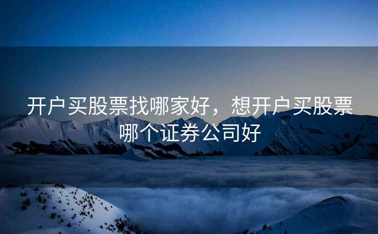 开户买股票找哪家好，想开户买股票哪个证券公司好